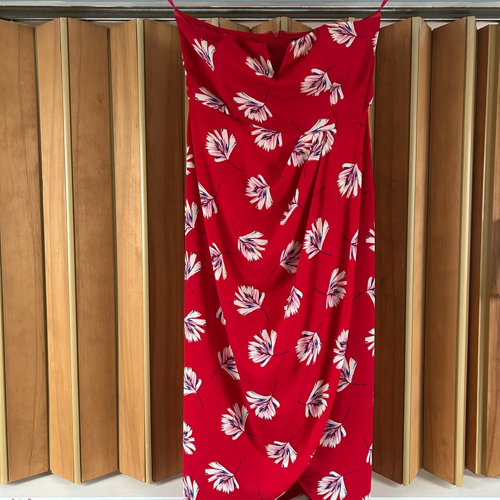 Express Red Floral High Low Dress